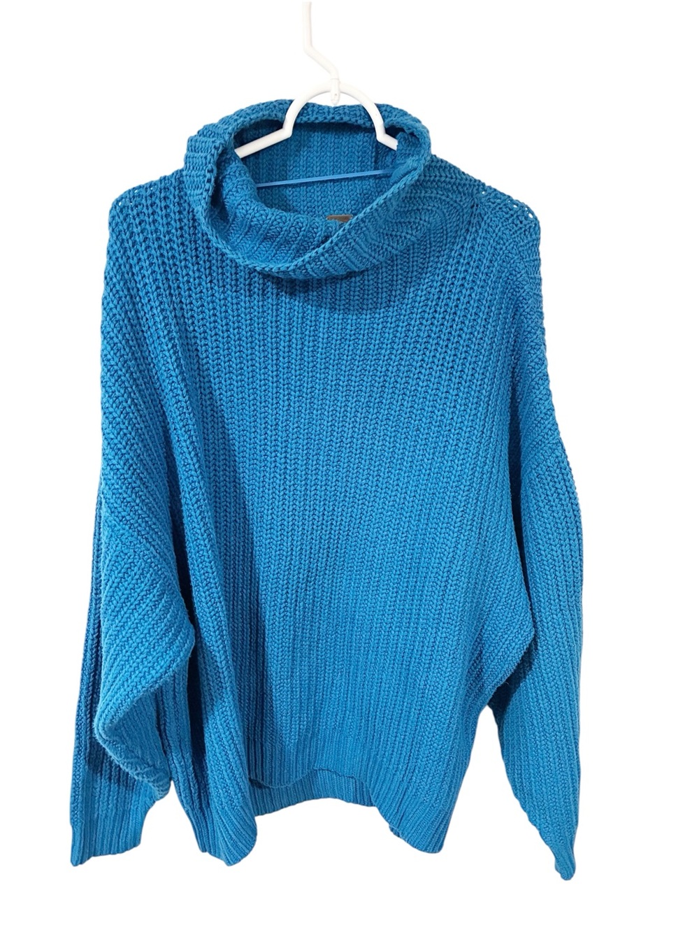 Free People Sidewinder Sweater in Caribbean Blue Thick Knit Mock Neck Size Small